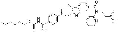structure of CAS# 212321-78-3, N-[[2-[[[4-[[[(己氧基)羰基]氨基]亚氨基甲基]苯基]氨基]甲基]-1-甲基-1H-苯并咪唑-5-基]羰基]-N-2-吡啶基-beta-丙氨酸