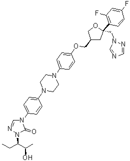 CAS # 213381-05-6, 1,4-Anhydro-2,3,5-trideoxy-4-C-(2,4-difluorophenyl)-2-[[4-[4-[4-[1-[(1R,2R)-1-ethyl-2-hydroxypropyl]-1,5-dihydro-5-oxo-4H-1,2,4-triazol-4-yl]phenyl]-1-piperazinyl]phenoxy]methyl]-5-(1H-1,2,4-triazol-1-yl)-D-erythro-pentitol