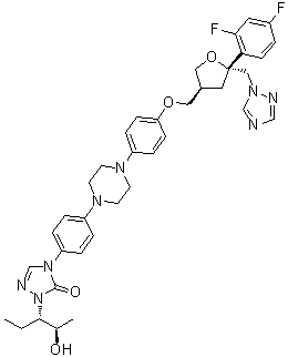 CAS # 213381-06-7, 1,4-Anhydro-2,3,5-trideoxy-4-C-(2,4-difluorophenyl)-2-[[4-[4-[4-[1-[(1S,2R)-1-ethyl-2-hydroxypropyl]-1,5-dihydro-5-oxo-4H-1,2,4-triazol-4-yl]phenyl]-1-piperazinyl]phenoxy]methyl]-5-(1H-1,2,4-triazol-1-yl)-D-erythro-pentitol