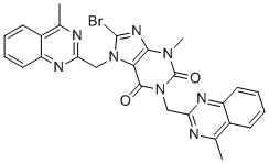 CAS # 2138392-83-1, Linagliptin Impurity B, 8-Bromo-3-methyl-1,7-bis[(4-methyl-2-quinazolinyl)methyl]-3,7-dihydro-1H-purine-2,6-dione