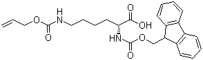 structure of CAS# 214750-75-1, N-Fmoc-N'-allyloxycarbonyl-D-lysine