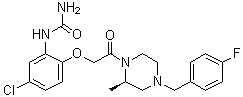 structure of CAS# 217645-70-0, (2R)-1-[[[4-氯-2-(脲基)苯氧基]甲基]羰基]-2-甲基-4-(4-氟苄基)哌嗪