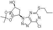 structure of CAS# 220241-61-2, (3aR,4S,6R,6aS)-6-[7-氯-5-(丙硫基)-3H-1,2,3-三氮唑并[4,5-d]嘧啶-3-基]四氢-2,2-二甲基-4H-环戊烯并-1,3-二恶茂-4-醇
