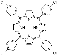 CAS # 22112-77-2, meso-Tetrakis(4-chlorophenyl)porphine, Tetrakis(p-chlorophenyl)porphyrin, meso-Tetra(4-chlorophenyl)porphyrin, meso-Tetra(p-chlorophenyl)porphyrin, meso-Tetrakis(4-chlorophenyl)porphine, meso-Tetrakis(4-chlorophenyl)porphyrin, alpha,beta,gamma,delta-Tetrakis(4-chlorophenyl)porphine