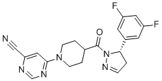 structure of CAS# 2226735-55-1, (S)-6-(4-(5-(3,5-difluorophenyl)-4,5-dihydro-1H-pyrazole-1-carbonyl)piperidin-1-yl)pyrimidine-4-carbonitrile