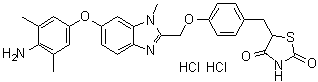 CAS 登录号：223132-38-5, 5-[[4-[[6-(4-氨基-3,5-二甲基苯氧基)-1-甲基-1H-苯并咪唑-2-基]甲氧基]苯基]甲基]-2,4-噻唑烷二酮二盐酸盐