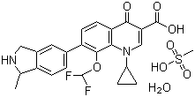 CAS # 223652-90-2, Garenoxacin mesylate hydrate, 1-Cyclopropyl-8-(difluoromethoxy)-7-[(1R)-2,3-dihydro-1-methyl-1H-isoindol-5-yl]-1,4-dihydro-4-oxo-3-quinolinecarboxylic acid methanesulfonate hydrate