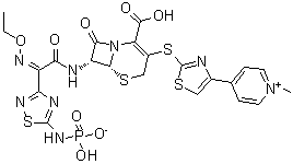 CAS 登录号：229016-73-3, 4-[2-[[(6R,7R)-2-羧基-7-[[(2Z)-(乙氧基亚氨基)[5-(膦酰氨基)-1,2,4-噻二唑-3-基]乙酰基]氨基]-8-氧代-5-硫杂-1-氮杂双环[4.2.0]辛-2-烯-3-基]硫基]-4-噻唑基]-1-甲基吡啶鎓内盐