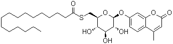 structure of CAS# 229644-17-1, 4-甲基-7-[[6-S-(1-氧代十六烷基)-6-硫代-beta-D-吡喃葡萄糖基]氧基]-2H-1-苯并吡喃-2-酮