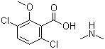 CAS # 2300-66-5, Dicamba dimethylamine, 2-Methoxy-3,6-dichlorobenzoic acid dimethylamine salt, Dimethylammonium 3,6-dichloro-2-methoxybenzoate, 3,6-Dichloro-o-anisic acid dimethylamine (1:1)