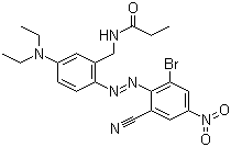CAS # 2309-94-6, Disperse Blue 183, N-[2-[(2-Bromo-6-cyano-4-nitrophenyl)azo]-5-(diethylamino)phenyl]propanamide