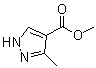 structure of CAS# 23170-45-8, 3-Methyl-1H-pyrazole-4-carboxylic acid methyl ester