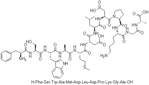 CAS # 232601-15-9, L-Phenylalanyl-L-seryl-L-tryptophyl-L-alanyl-L-methionyl-L-alpha-aspartyl-L-leucyl-L-alpha-aspartyl-L-prolyl-L-lysylglycyl-L-alanine