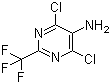 CAS # 2344-17-4, 4,6-Dichloro-2-(trifluoromethyl)-5-pyrimidinamine, NSC 56143