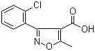 structure of CAS# 23598-72-3, 3-(2-氯苯基)-5-甲基-4-异恶唑羧酸