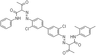 CAS 登录号：23792-68-9, 颜料黄 188, 2-[[3,3'-二氯-4'-[[1-(苯基氨基甲酰基)乙酰]偶氮]-4-联苯]偶氮]-2',4'-乙酰乙酰基二甲苯胺