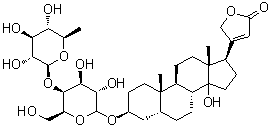 CAS # 2446-63-1, (3beta,5beta)-3-[(6-Deoxy-4-O-beta-D-glucopyranosyl-L-galactopyranosyl)oxy]-14-hydroxycard-20(22)-enolide