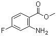CAS # 2475-81-2, 2-Amino-4-fluorobenzoic acid methyl ester, Methyl 2-amino-4-fluorobenzoate, Methyl 4-fluoroanthranilate