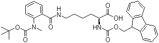 structure of CAS# 251103-43-2, N6-[2-[(叔丁氧羰基)甲基氨基]苯甲酰基]-N2-[(9H-芴-9-基甲氧基)羰基]-L-赖氨酸