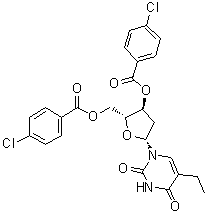 structure of CAS# 25137-84-2, 2'-Deoxy-5-ethyluridine 3',5'-bis(4-chlorobenzoate)