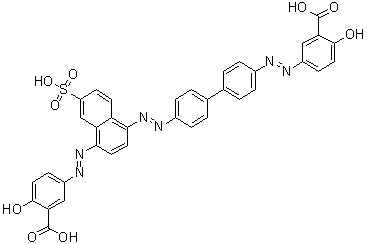 CAS # 25180-44-3, 5-[[4-[[4'-[(3-Carboxy-4-hydroxyphenyl)azo][1,1'-biphenyl]-4-yl]azo]-7-sulfo-1-naphthalenyl]azo]-2-hydroxybenzoic acid, C.I. Direct Brown 101