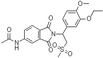 CAS 登录号：253168-87-5, N-[2-[1-(3-乙氧基-4-甲氧基苯基)-2-(甲基磺酰基)乙基]-2,3-二氢-1,3-二氧代-1H-异吲哚-5-基]乙酰胺