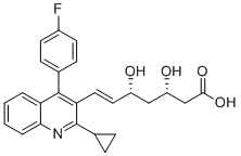 structure of CAS# 254452-88-5, (3S,5R,E)-7-(2-Cyclopropyl-4-(4-fluorophenyl)quinolin-3-yl)-3,5-dihydroxyhept-6-enoic acid