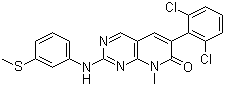 structure of CAS# 260415-63-2, 6-(2,6-二氯苯基)-8-甲基-2-[[3-(甲硫基)苯基]氨基]吡啶并[2,3-d]嘧啶-7(8H)-酮