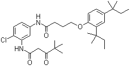 structure of CAS# 26110-32-7, 2'-Chloro-5'-[4-(2,4-di-tert-pentylphenoxy)butyrylamino]-4,4-dimethyl-3-oxopentananilide