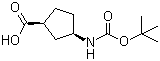 structure of CAS# 261165-05-3, (1R,3S)-N-叔丁氧羰基-1-氨基环戊烷-3-羧酸