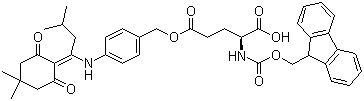 structure of CAS# 268730-86-5, N-[(9H-芴-9-基甲氧基)羰基]-L-谷氨酸 5-[[4-[[1-(4,4-二甲基-2,6-二氧代环己亚基)-3-甲基丁基]氨基]苯基]甲基]酯