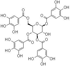 CAS # 26922-99-6, 1,3,4,6-Tetra-O-galloyl-beta-D-glucopyranose, 1,3,4,6-Tetra-O-galloyl-beta-D-glucose, 1,3,4,6-Tetra-O-galloylglucose