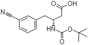 structure of CAS# 269726-83-2, Boc-(R)-3-Amino-4-(3-cyanophenyl)butyric acid