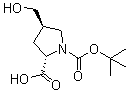 structure of CAS# 273221-97-9, (2S,4R)-1-(叔丁氧羰基)-4-(羟甲基)吡咯烷-2-甲酸