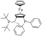 structure of CAS# 277306-29-3, (2R)-1-[(1S)-1-[双(叔丁基)膦]乙基]-2-(二苯基膦)二茂铁