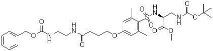 CAS 登录号：277316-24-2, 3-[[(1,1-二甲基乙氧基)羰基]氨基]-N-[[2,6-二甲基-4-[4-氧代-4-[[2-[[(苯基甲氧基)羰基]氨基]乙基]氨基]丁氧基]苯基]磺酰基]-L-丙氨酸甲酯