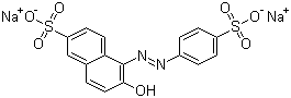 CAS # 2783-94-0, Food Yellow 3, C.I. 15985, FD&C Yellow No. 6, Sunset Yellow FCF, Disodium 6-hydroxy-5-[(4-sulphonatophenyl)azo]naphthalene-2-sulphonate