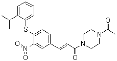 structure of CAS# 280749-17-9, (2E)-1-(4-乙酰基-1-哌嗪基)-3-[4-[[2-(1-甲基乙基)苯基]硫基]-3-硝基苯基]-2-丙烯-1-酮