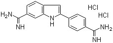 CAS # 28718-90-3, 4',6-Diamidino-2-phenylindole dihydrochloride, 2-(4-Amidinophenyl)-6-indolecarbamidine dihydrochloride, 2-Phenylindole-4',6-dicarboxamidine dihydrohydrochloride