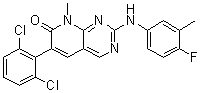 structure of CAS# 287204-45-9, 6-(2,6-Dichlorophenyl)-2-[(4-fluoro-3-methylphenyl)amino]-8-methylpyrido[2,3-d]pyrimidin-7(8H)-one