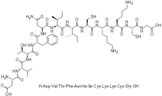 CAS # 289618-75-3, L-alpha-Aspartyl-L-valyl-L-threonyl-L-phenylalanyl-L-asparaginyl-L-isoleucyl-L-isoleucyl-L-cysteinyl-L-lysyl-L-lysyl-L-cysteinylglycine