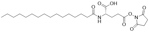 CAS # 294855-91-7, Pal-Glu(OSu)-OH, (2S)-5-(2,5-dioxopyrrolidin-1-yl)oxy-2-(hexadecanoylamino)-5-oxopentanoic acid