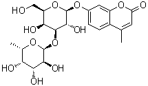 CAS 登录号：296776-06-2, 7-[[3-O-(6-脱氧-alpha-L-吡喃半乳糖基)-beta-D-吡喃半乳糖基]氧基]-4-甲基-2H-1-苯并吡喃-2-酮