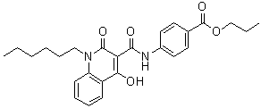 structure of CAS# 300833-95-8, 4-[[(1-己基-1,2-二氢-4-羟基-2-氧代-3-喹啉基)羰基]氨基]苯甲酸丙酯