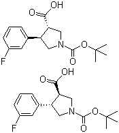 structure of CAS# 301226-53-9, trans-1-Boc-4-(3-fluorophenyl)pyrrolidine-3-carboxylic acid