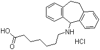 CAS # 30272-08-3, Amineptine hydrochloride, 7-[(10,11-Dihydro-5H-dibenzo[a,d]cyclohepten-5-yl)amino]heptanoic acid hydrochloride