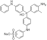 structure of CAS# 30586-13-1, [[4-[(4-氨基-3-甲基苯基)羟基[4-(苯基氨基)苯基]甲基]苯基]氨基]苯磺酸单钠盐