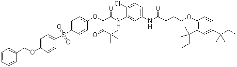 CAS # 30744-85-5, N-(5-((4-(2,4-Bis(1,1-dimethylpropyl)phenoxy)-1-oxobutyl)amino)-2-chlorophenyl)-4,4-dimethyl-3-oxo-2-(4-((4-(phenylmethoxy)phenyl)sulphonyl)phenoxy)valeramide