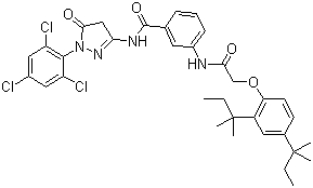 structure of CAS# 31188-91-7, 1-(2,4,6-三氯苯基)-3-[3-(2,4-二特戊基苯氧基)乙酰胺基]苯甲酰胺基-5-吡唑酮