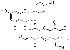 CAS # 31512-06-8, Kaempferol-3-O-glucosyl(1→2)galactoside, 3-[(2-O-beta-D-Glucopyranosyl-beta-D-galactopyranosyl)oxy]-5,7-dihydroxy-2-(4-hydroxyphenyl)-4H-1-benzopyran-4-one, Panasenoside